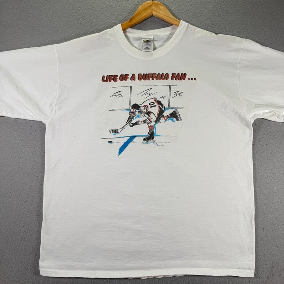 Vintage Life Of‎ A Buffalo The Sabres Fan T-Shirt Adult XL White Robert Pearce - Picture 1 of 16